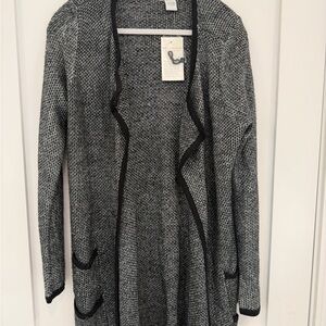 NWT Size small Soft Surroundings Black and Gray Open Cardigan